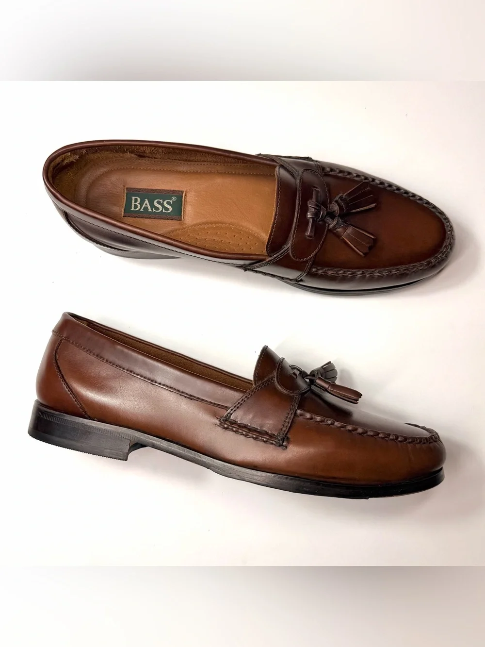Bass Men's Brown Leather Tassel loafers Shoes Size - 12 M